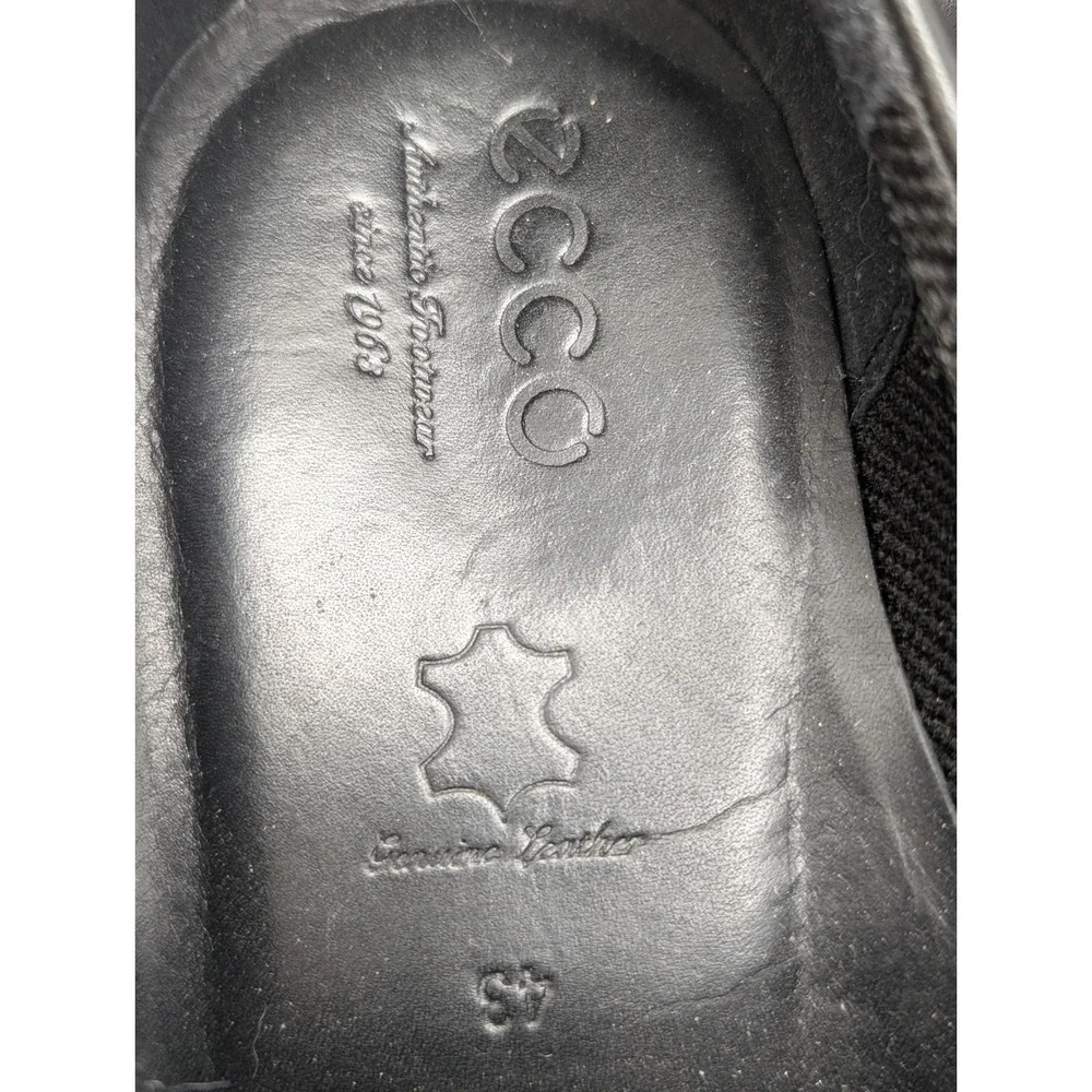 ECCO Loafers Mens 9 Black Leather Slip On Square Toe Dress Shoes 632644-01001